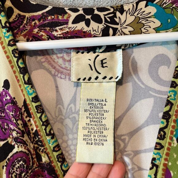 Y2K Boho Maxi Dress‎ Size Empire Waist Beaded Accent Hippie Gypsy Floral Size LG - Picture 3 of 6